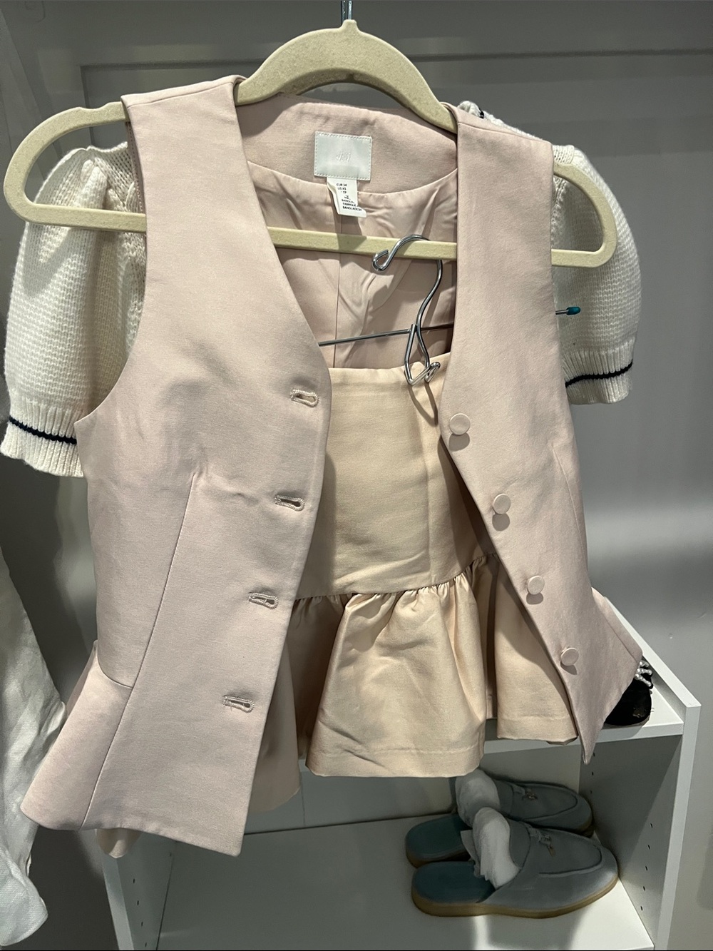 H&M cream Peplum Vest Dress with Cream matches Skirt